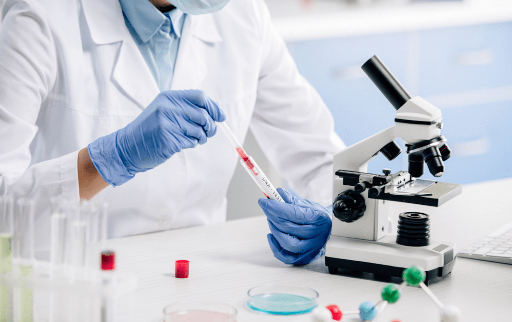 Sample being tested inside a laboratory for analysis